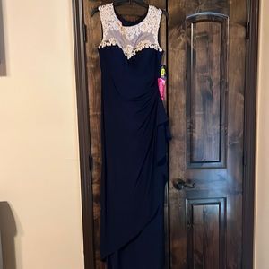Navy blue formal mother of bride/groom dress